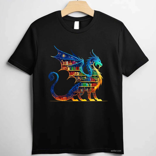 Book Dragon Reading Book Lover T-Shirt, Vintage Graphic Tee For Bookworm, Bibliophile, Adults Men Women