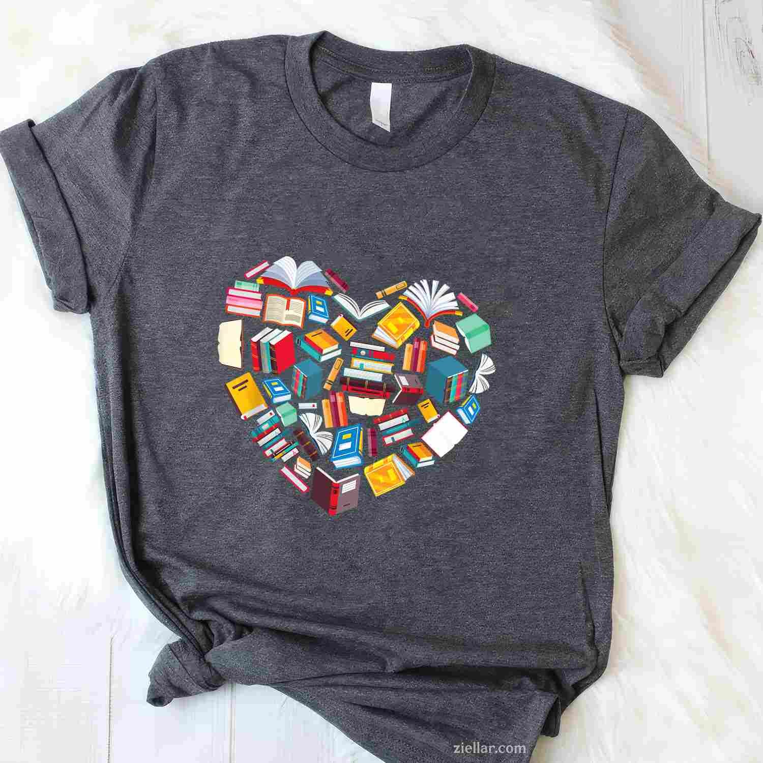 Book Lover Heart Shape reading club Librarian Library gifts T-Shirt
