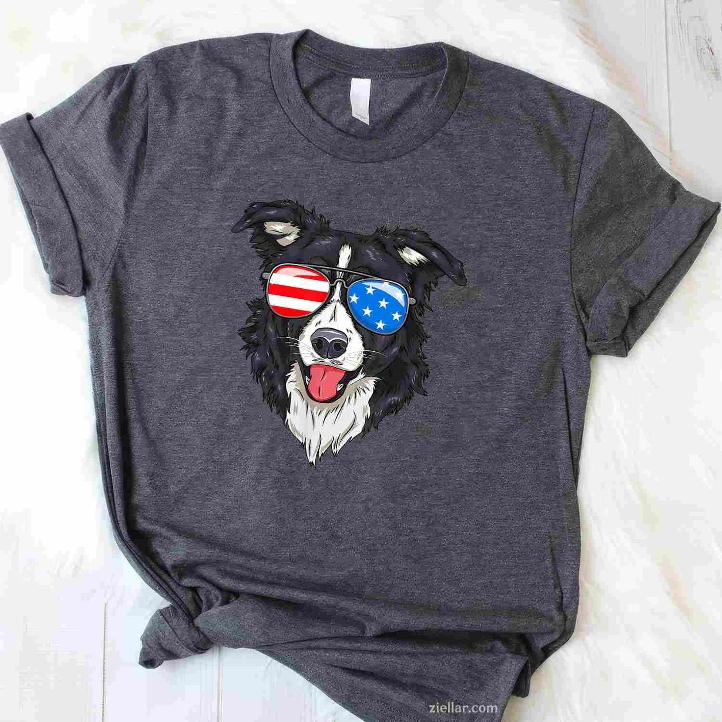 Border Collie Lover Patriotic Dog T-Shirt, 4Th Of July American Gift Vintage Graphic Tee For Adults