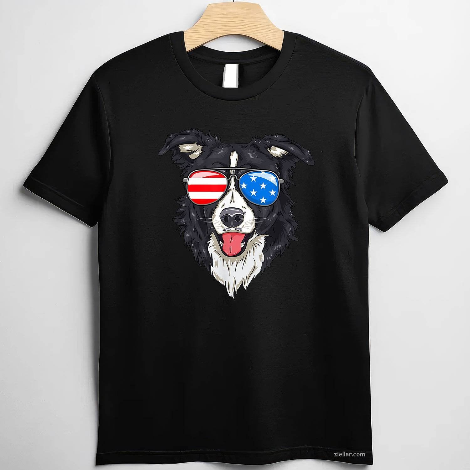 Border Collie Lover Patriotic Dog T-Shirt, 4Th Of July American Gift Vintage Graphic Tee For Adults