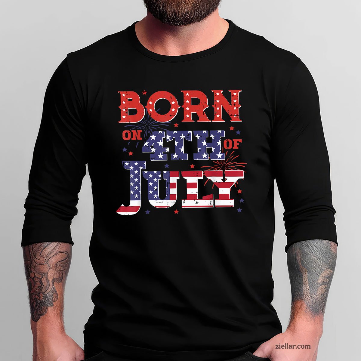 Born On 4th Of July Birthday American Men Women Boys Kids Long Sleeve Shirt