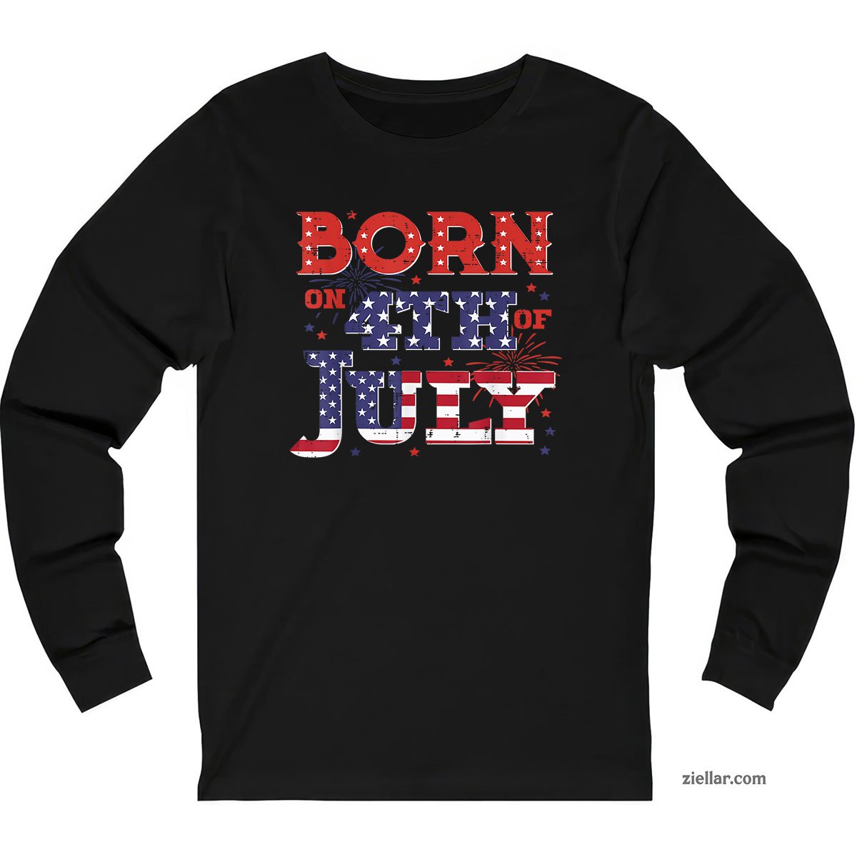 Born On 4th Of July Birthday American Men Women Boys Kids Long Sleeve Shirt