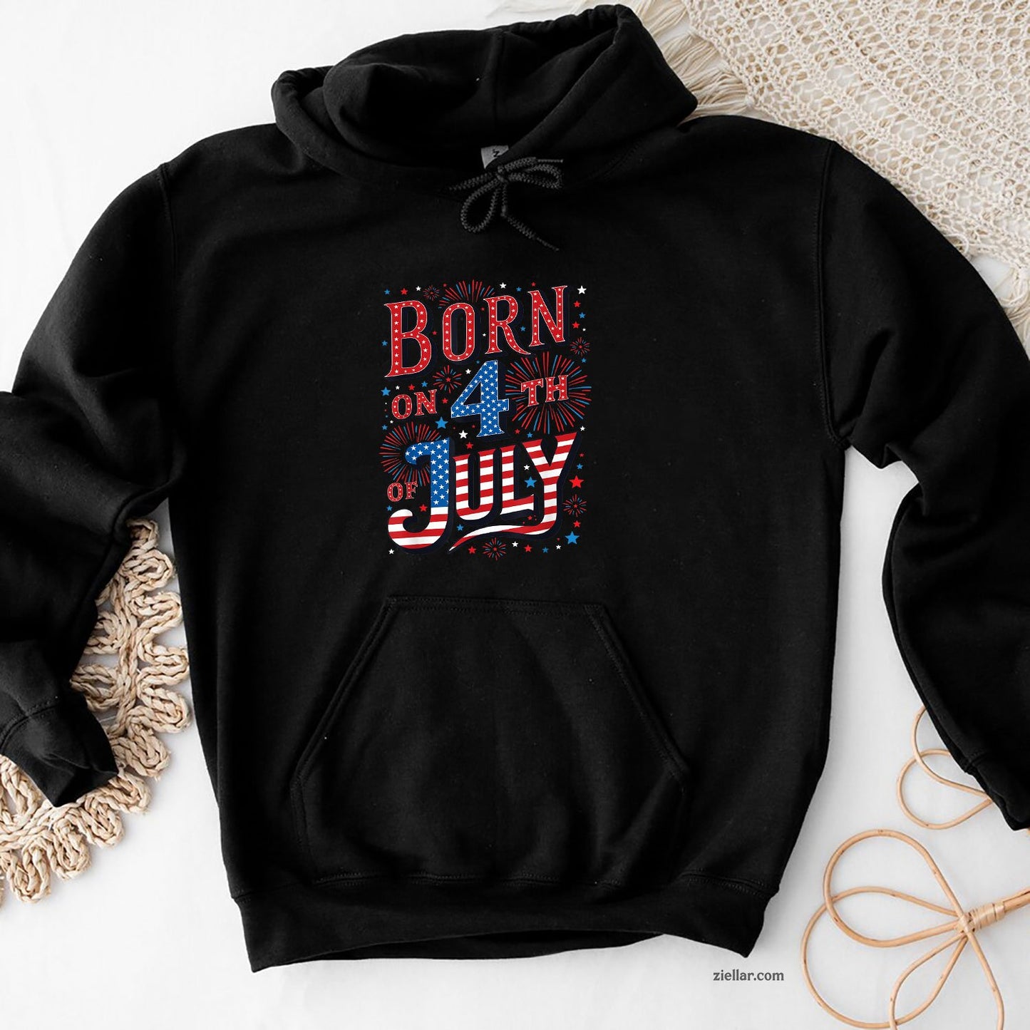 Born On The 4th of July Birthday Patriotic Hoodie Shirt, USA Independence Day Gift