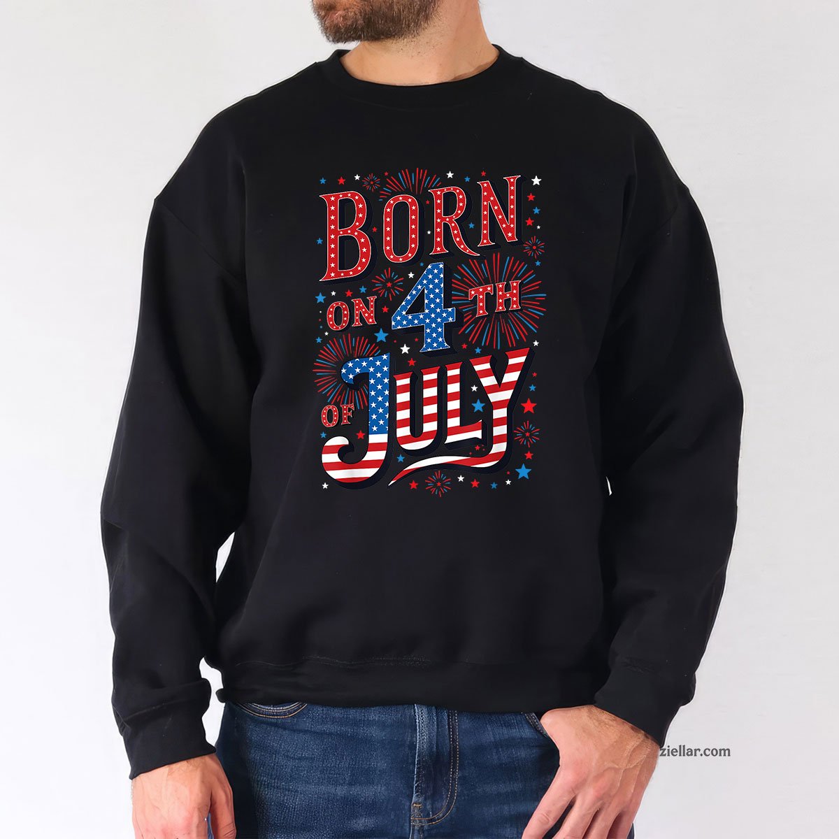 Born On The 4th of July Birthday Patriotic Sweatshirt, USA Independence Day Gift