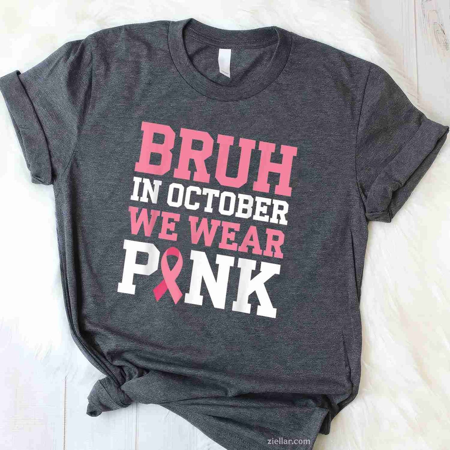 Breast Cancer s for Kids Boys Bruh In October Wear Pink Funny Graphic Tee and T-Shirt Gift for Adults Men Women Unisex