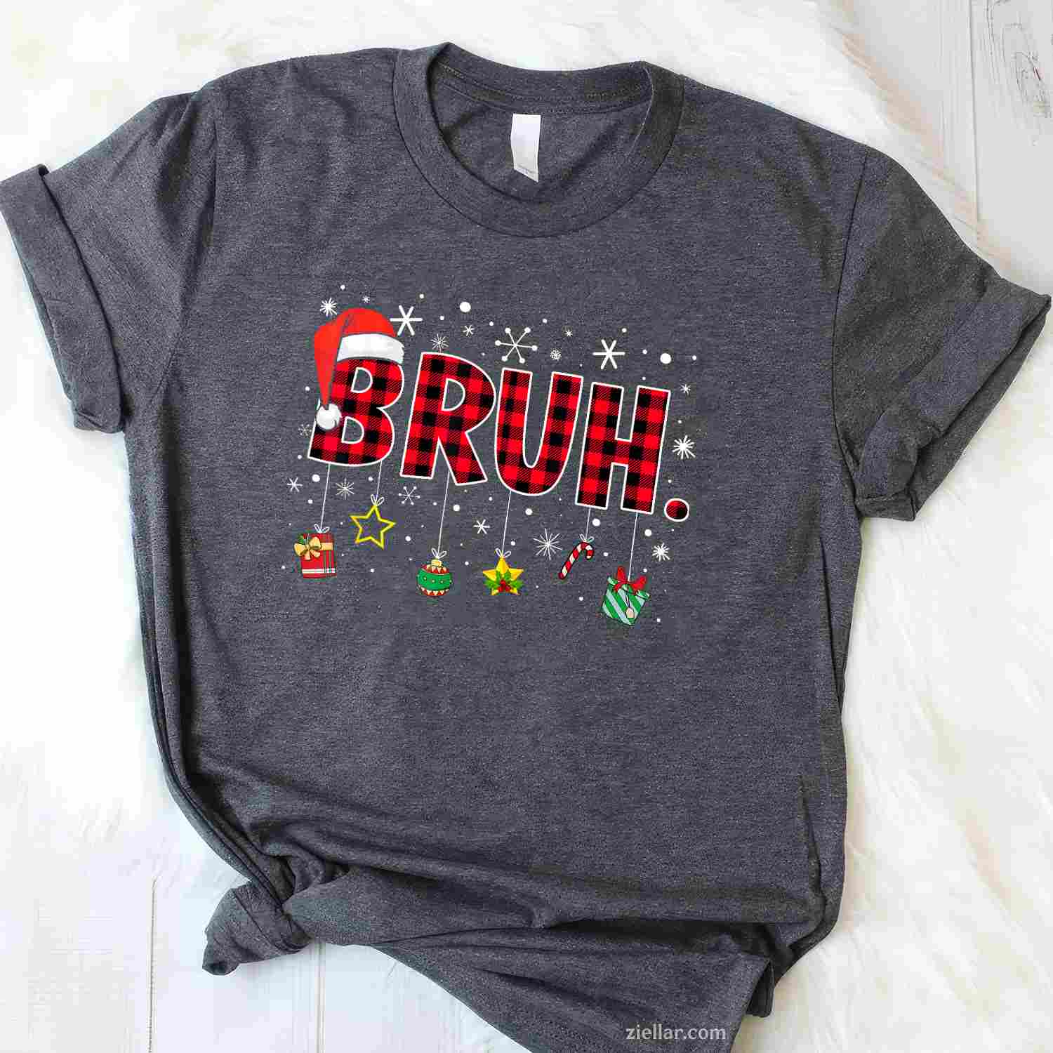 Bruh Funny Christmas Red Plaid Teens Boys Xmas Pajamas T-Shirt, A Funny Bruh Red Plaid Christmas Pajama Tee For Adults