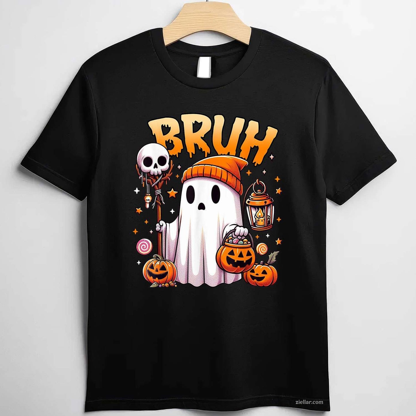 Bruh Ghost Halloween Cute Ghost Trick Or Treat Candy Tee, Halloween T-Shirt for Men Women Adults Unisex, Classic Fit Unisex Design, Everyday Wear Essential