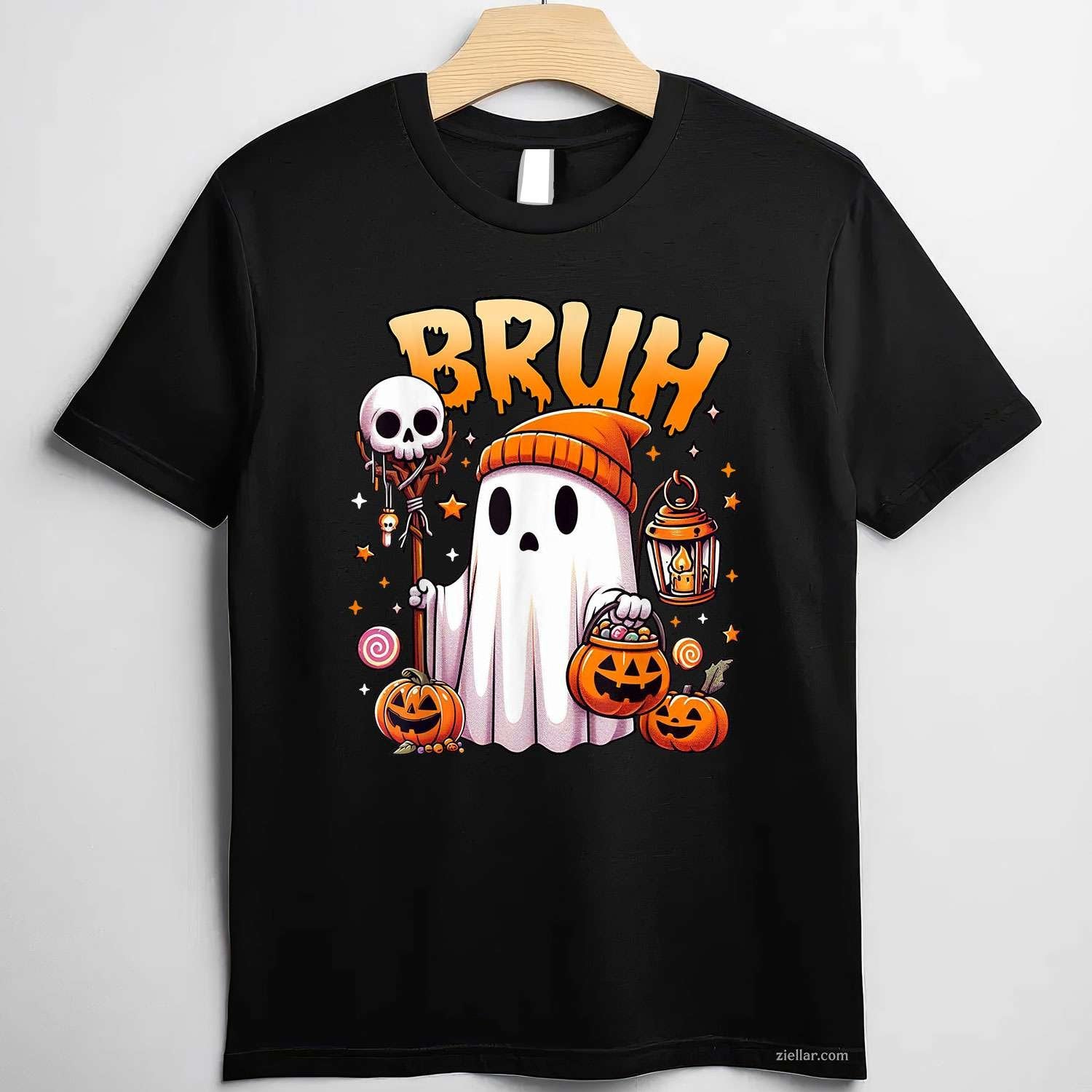 Bruh Ghost Halloween Cute Ghost Trick Or Treat Candy Tee, Halloween T-Shirt for Men Women Adults Unisex, Classic Fit Unisex Design, Everyday Wear Essential