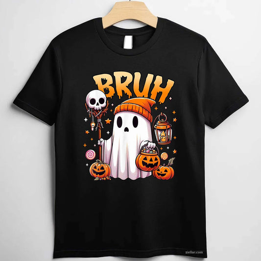 Bruh Ghost Halloween Cute Ghost Trick Or Treat Candy Tee, Halloween T-Shirt for Men Women Adults Unisex, Classic Fit Unisex Design, Everyday Wear Essential