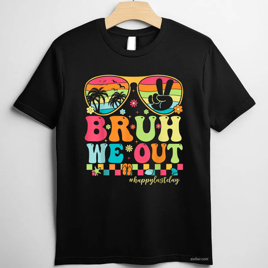 Bruh We Out Teacher Tee and T-Shirt, Funny Groovy Last Day of School T-Shirt Gift for Adults