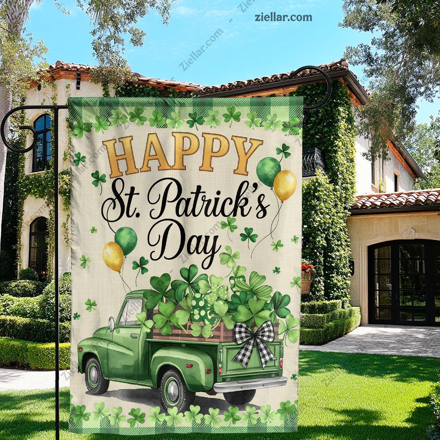 Buffalo Plaid St Patricks Day Garden Flag 12x18 Inch Truck Shamrocks Yard Sign