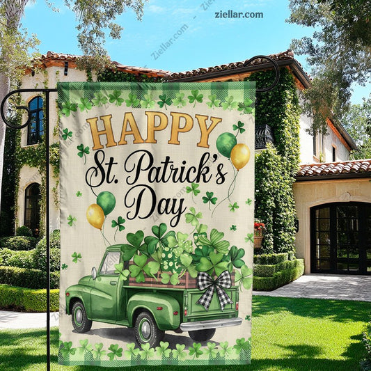 Buffalo Plaid St Patricks Day Garden Flag 12x18 Inch Truck Shamrocks Yard Sign