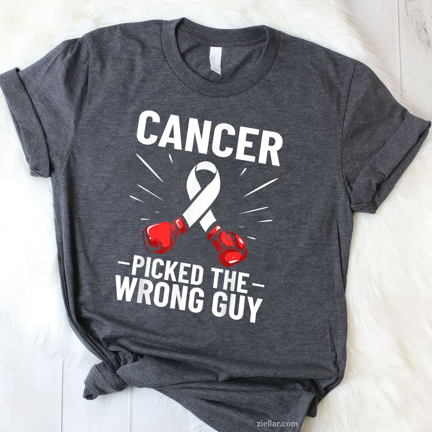 Cancer Picked The Wrong Guy Lung Cancer Awareness Tee and T-Shirt, Lung Cancer Awareness Support T-Shirt for Men and Women Adults