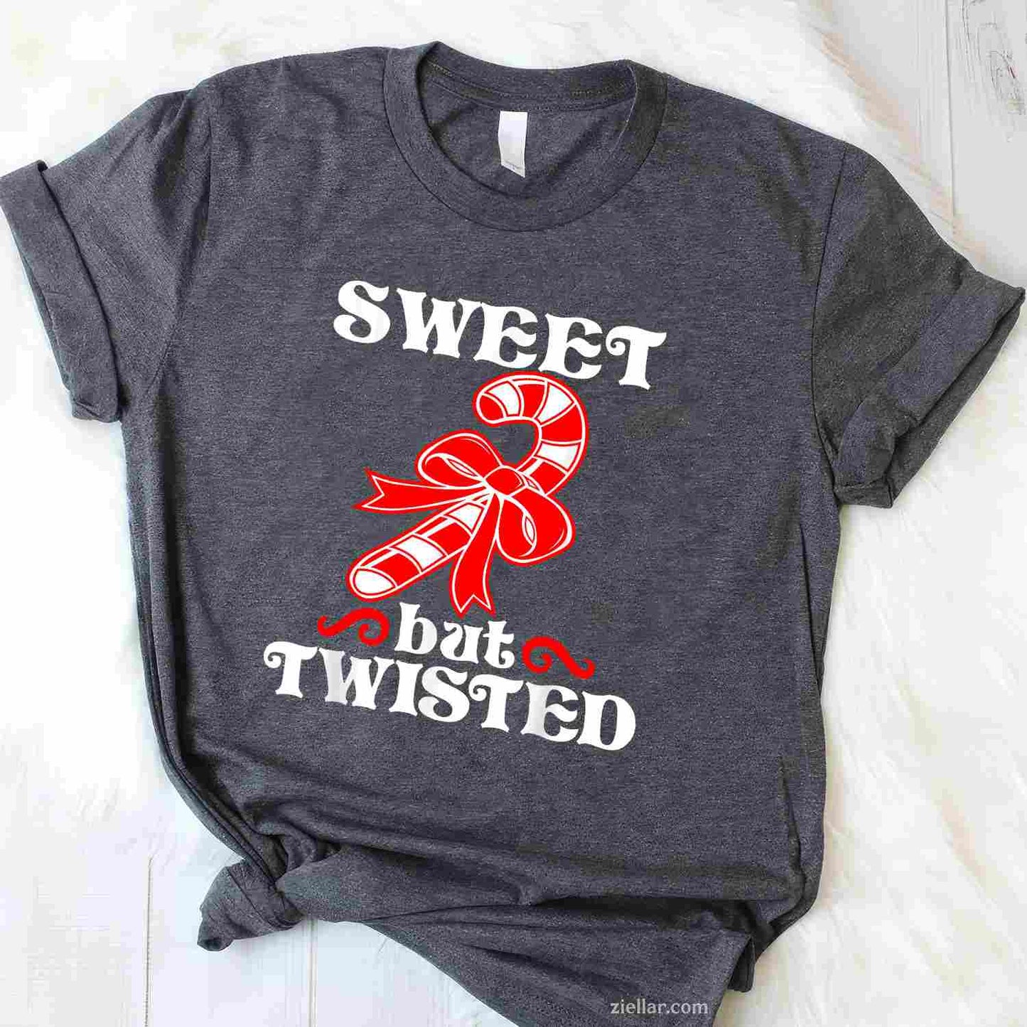 Candy Cane Sweet But Twisted Funny Christmas Short Sleeve T-Shirt, A Sweet But Twisted Funny Christmas Tee