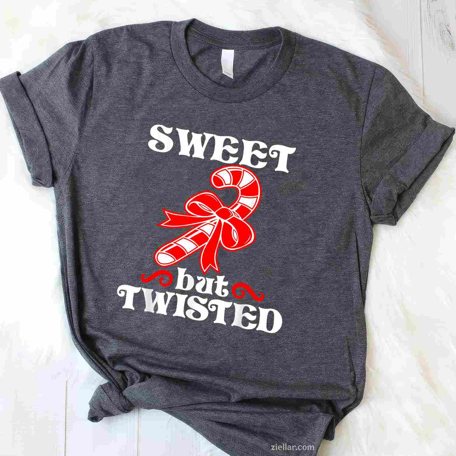 Candy Cane Sweet But Twisted Funny Christmas Short Sleeve T-Shirt, A Sweet But Twisted Funny Christmas Tee
