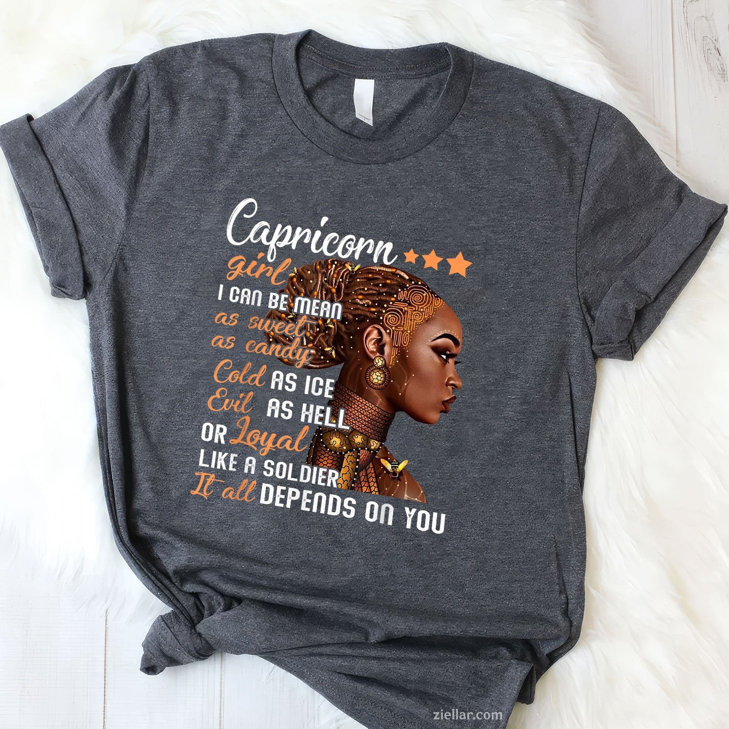 Capricorn Girl Birthday Tee and T-Shirt, December or January Zodiac T-Shirt Gift for Women Adults