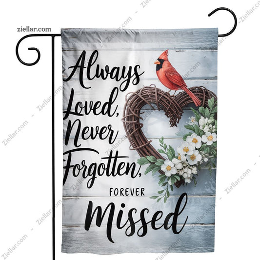 Cardinal Remembrance Garden Flag 12x18 Inch, Always Loved Never Forgotten Flag