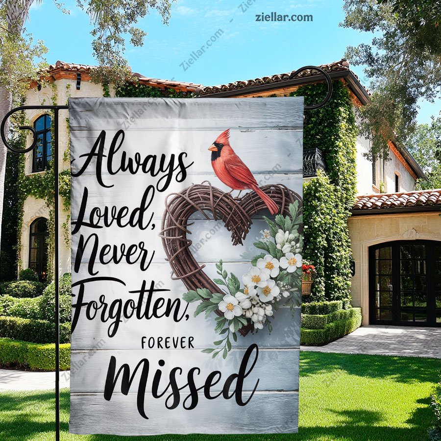 Cardinal Remembrance Garden Flag 12x18 Inch, Always Loved Never Forgotten Flag