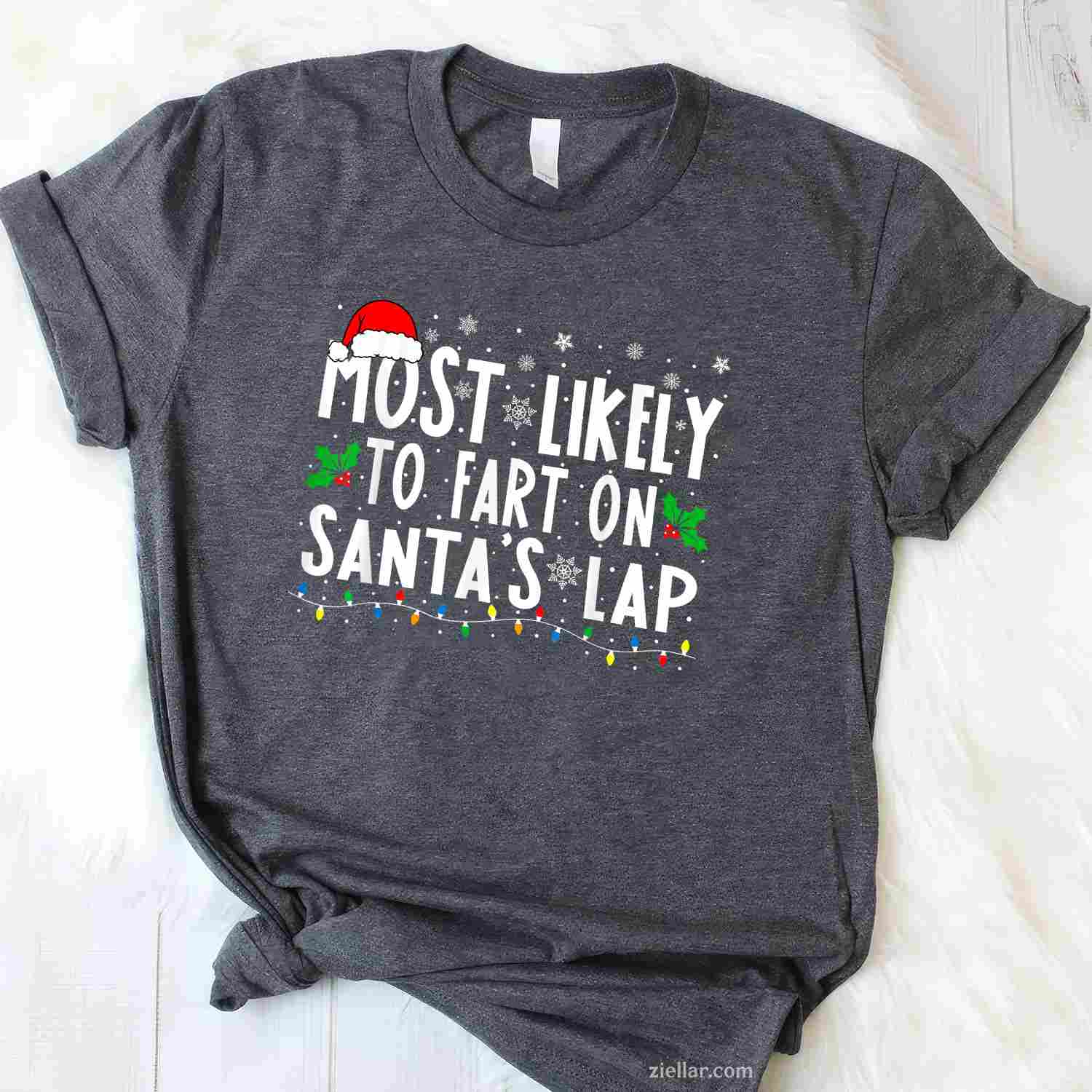 Cat Christmas Light Reindeer Santa Christmas Cat Lover T-Shirt For Men Women T-Shirt_ Cute Animal Holiday Tee