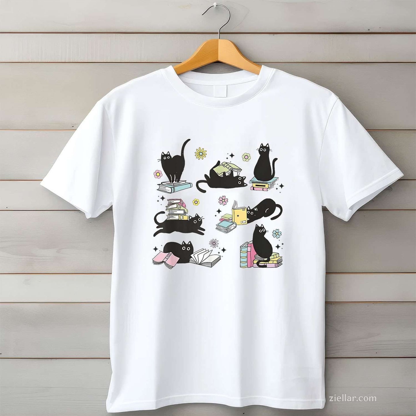 Cats Reading Books Shirt Cat Lover Kitten Reading Book Lover Men Women Girls Kids T-Shirt