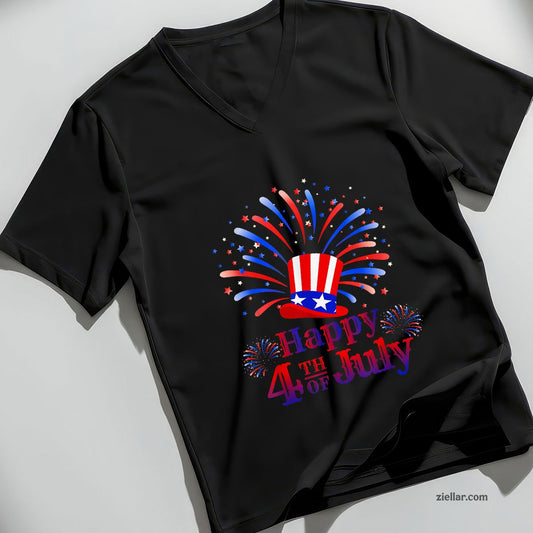 Celebrating Freedom V-Neck Shirt, Patriotic USA Independence Day Gift