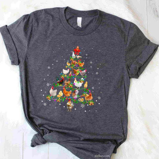 Chicken Christmas Tree Ornament Decor Xmas T-Shirt, A Funny Chicken Christmas Tree Decor Tee