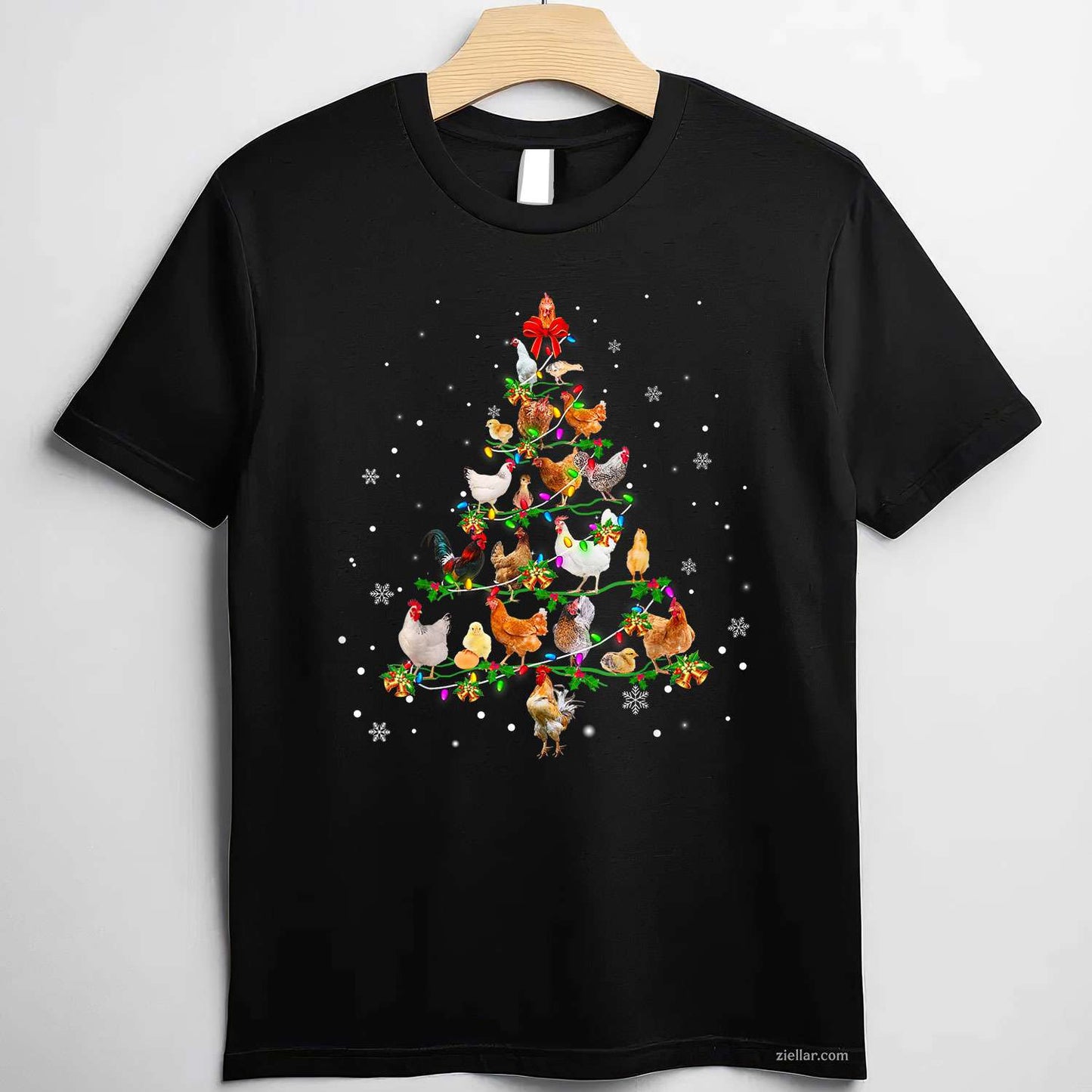 Chicken Christmas Tree Ornament Decor Xmas T-Shirt, A Funny Chicken Christmas Tree Decor Tee