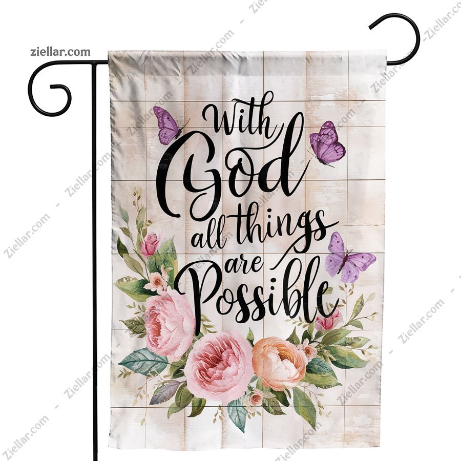 Christian Garden Flag 12x18 Inch Inspirational Butterfly Floral Yard Decor
