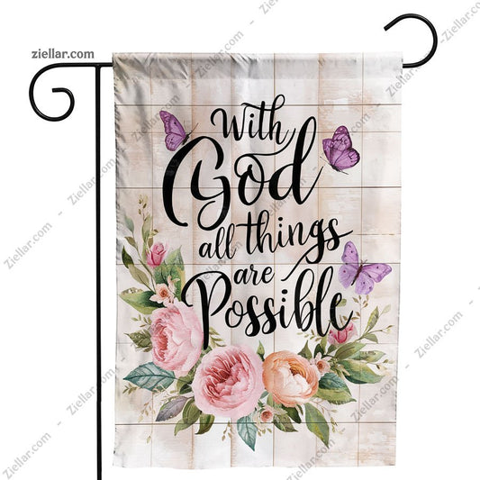 Christian Garden Flag 12x18 Inch Inspirational Butterfly Floral Yard Decor