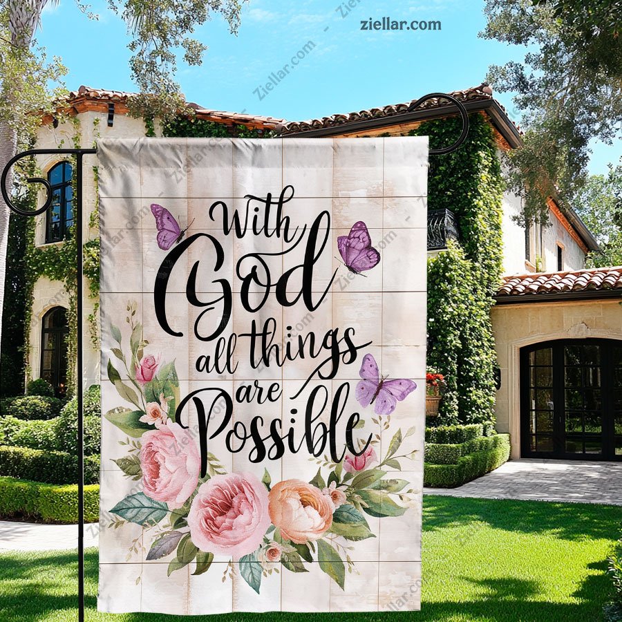 Christian Garden Flag 12x18 Inch Inspirational Butterfly Floral Yard Decor