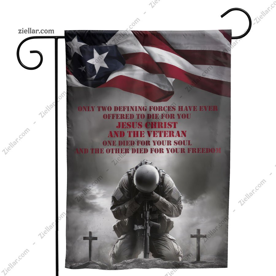 Christian Garden Flag Soldier and Jesus with Quote Patriotic Yard Outdoor Decor