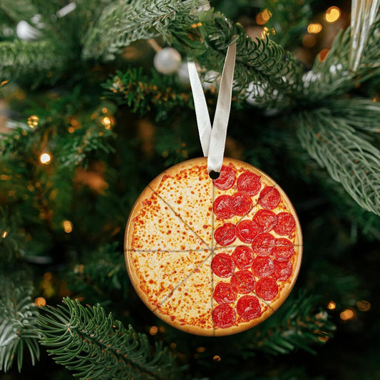 Christmas Ornaments 2025, Funny Acrylic Pizza Slice Tree Decorations, Unique Food Theme Holiday Hanging Decor for Xmas