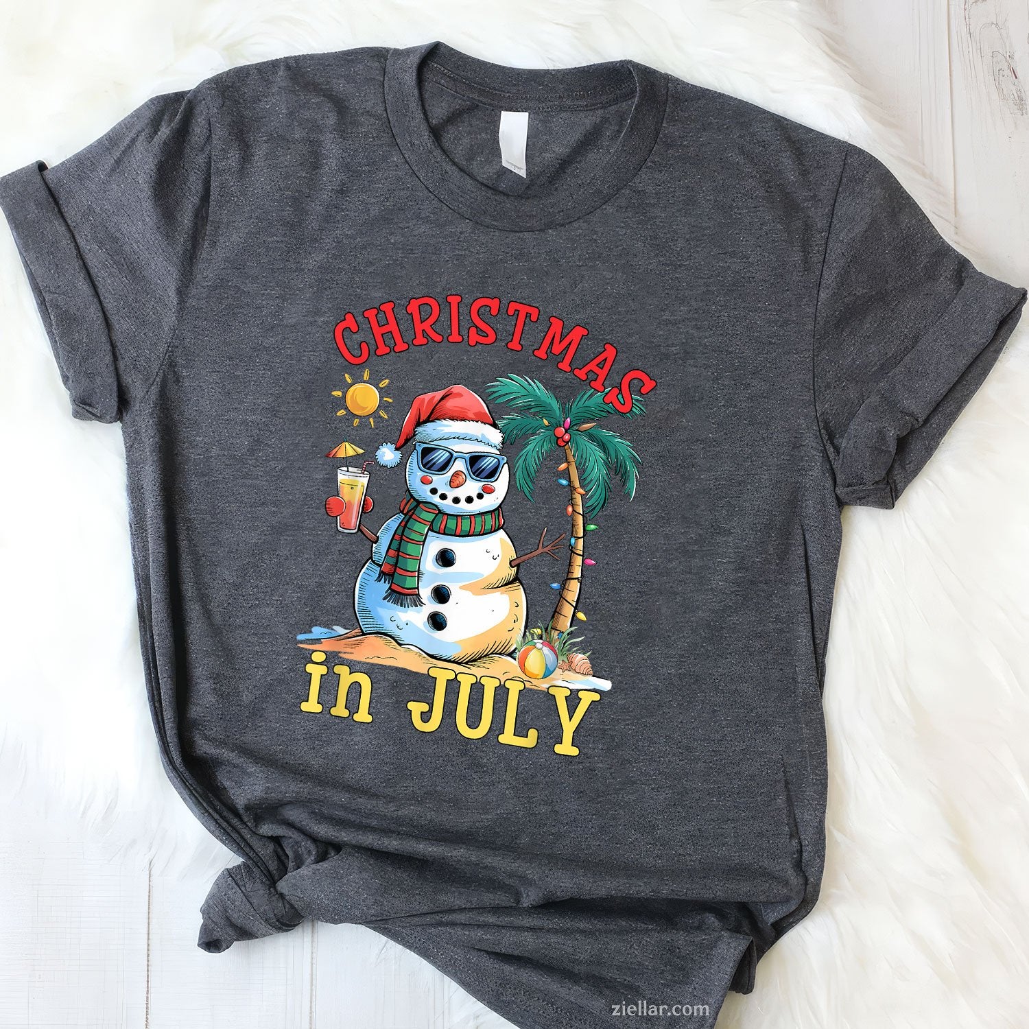 Christmas In July Snowman Summer Beach Vacation Xmas TShirt