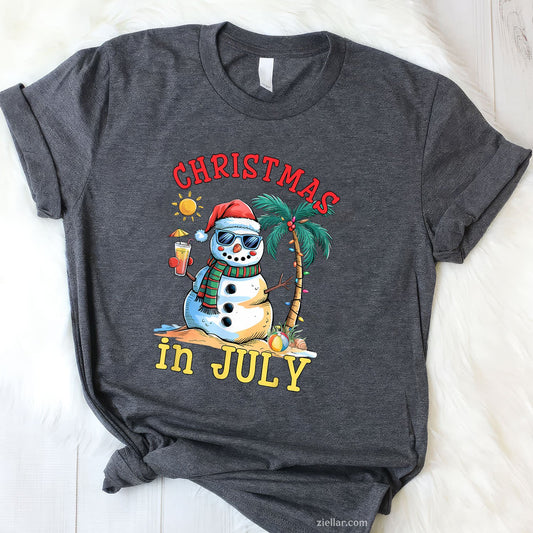 Christmas In July Snowman Summer Beach Vacation Xmas TShirt