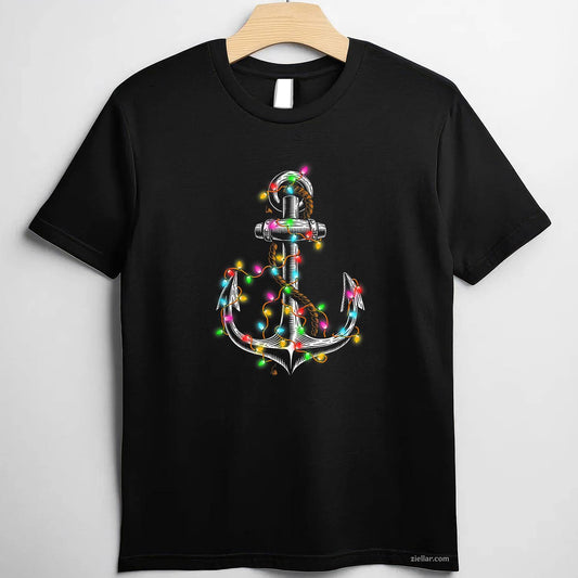 Christmas Lights Boating Sailing Cruise Boat Gifts T-Shirt, A Funny Boating Sailing Christmas Lights Tee