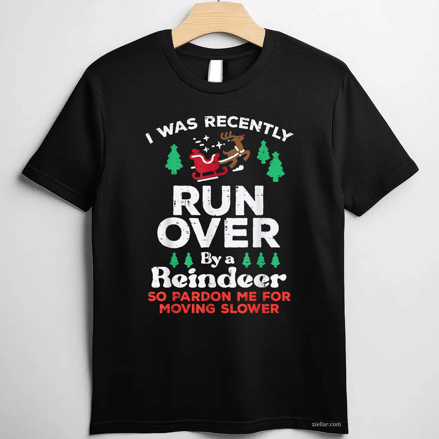 Christmas Runover By Reindeer Funny Xmas Women Men T-Shirt, A Funny Xmas Animal Lover Tee For Adults