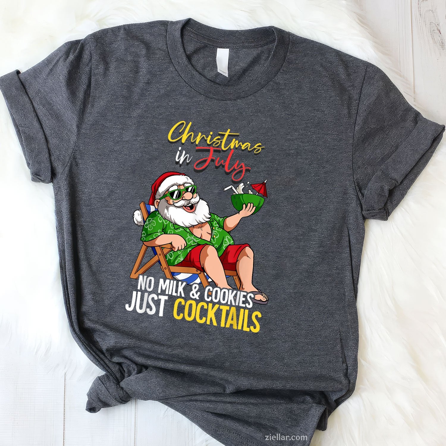 Christmas In July Santa TShirt Funny