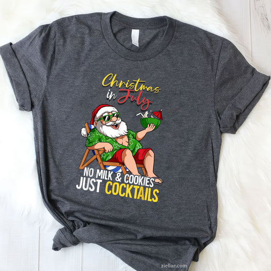 Christmas In July Santa TShirt Funny