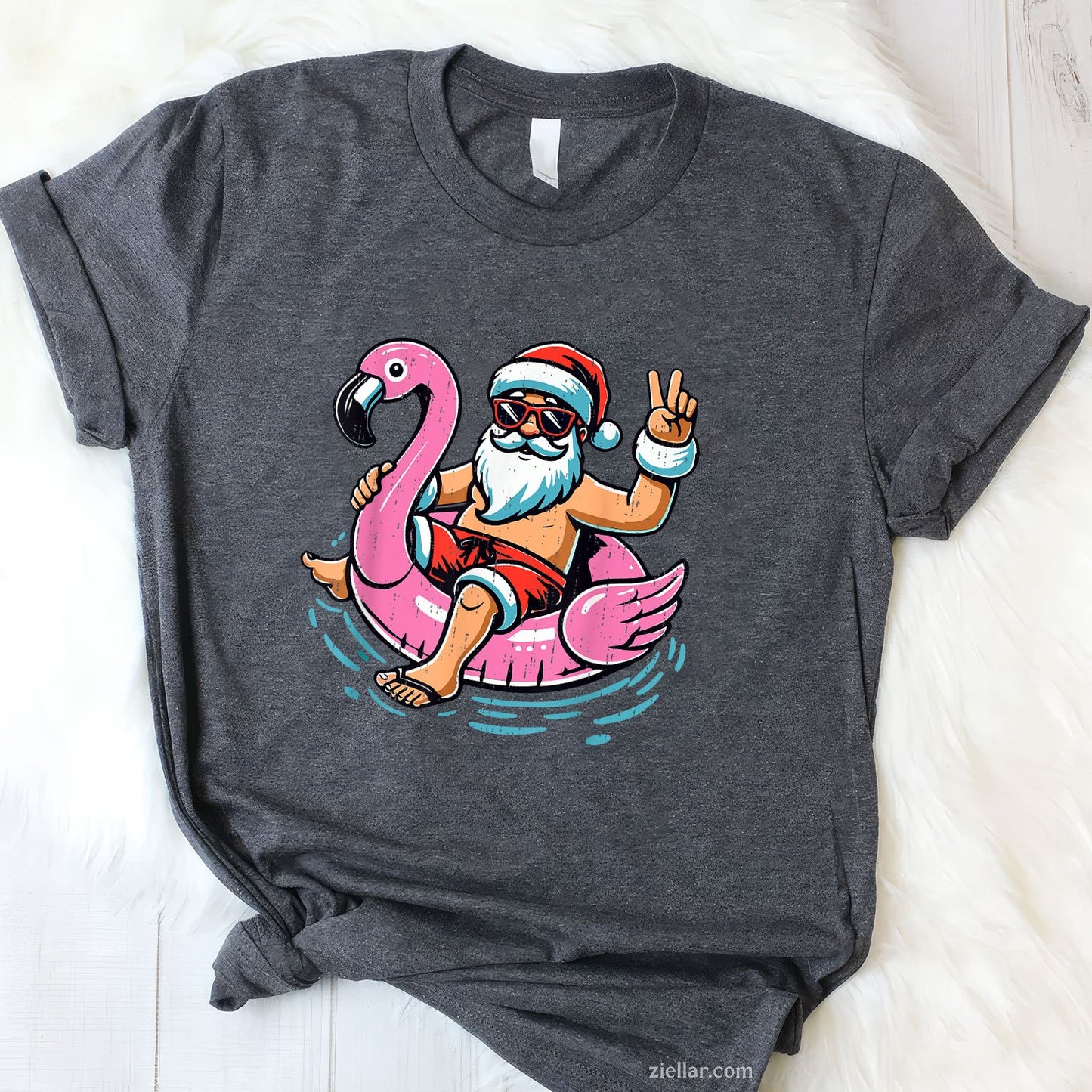 Christmas In July Shirt Santa Flamingo Summer Xmas TShirt