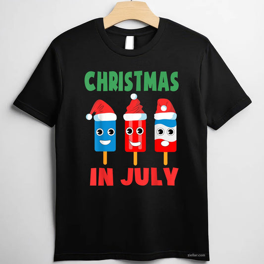 Christmas In July Ice Pops Santa Hat Cute TShirt