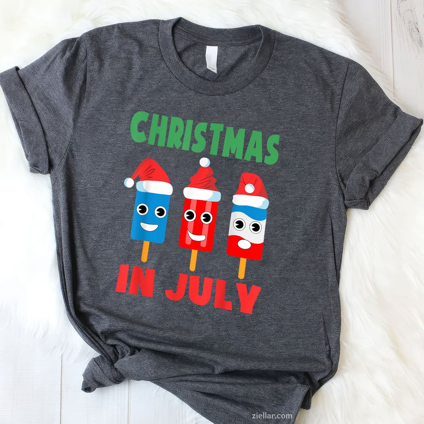 Christmas In July Ice Pops Santa Hat Cute TShirt