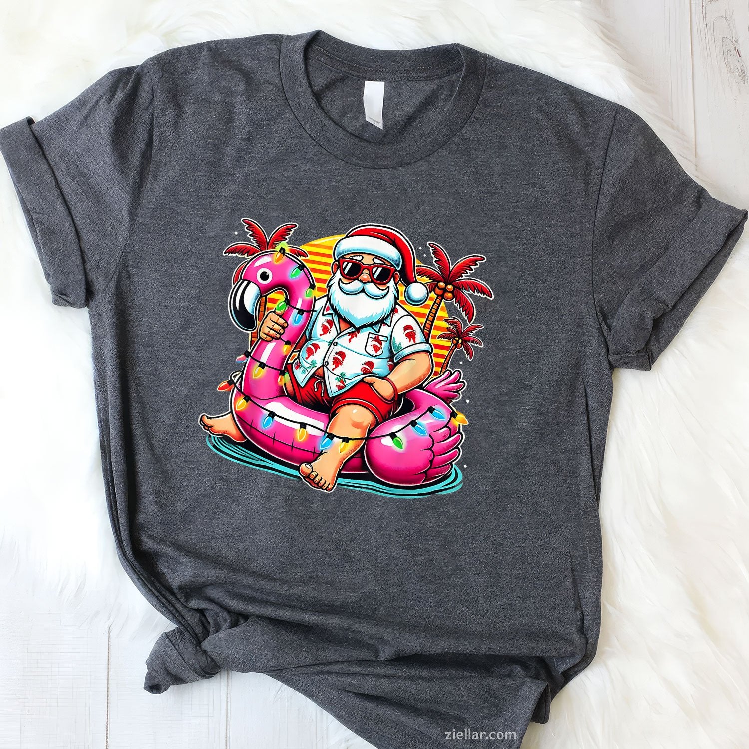 Christmas in July Shirt Santa Flamingo Float Summer