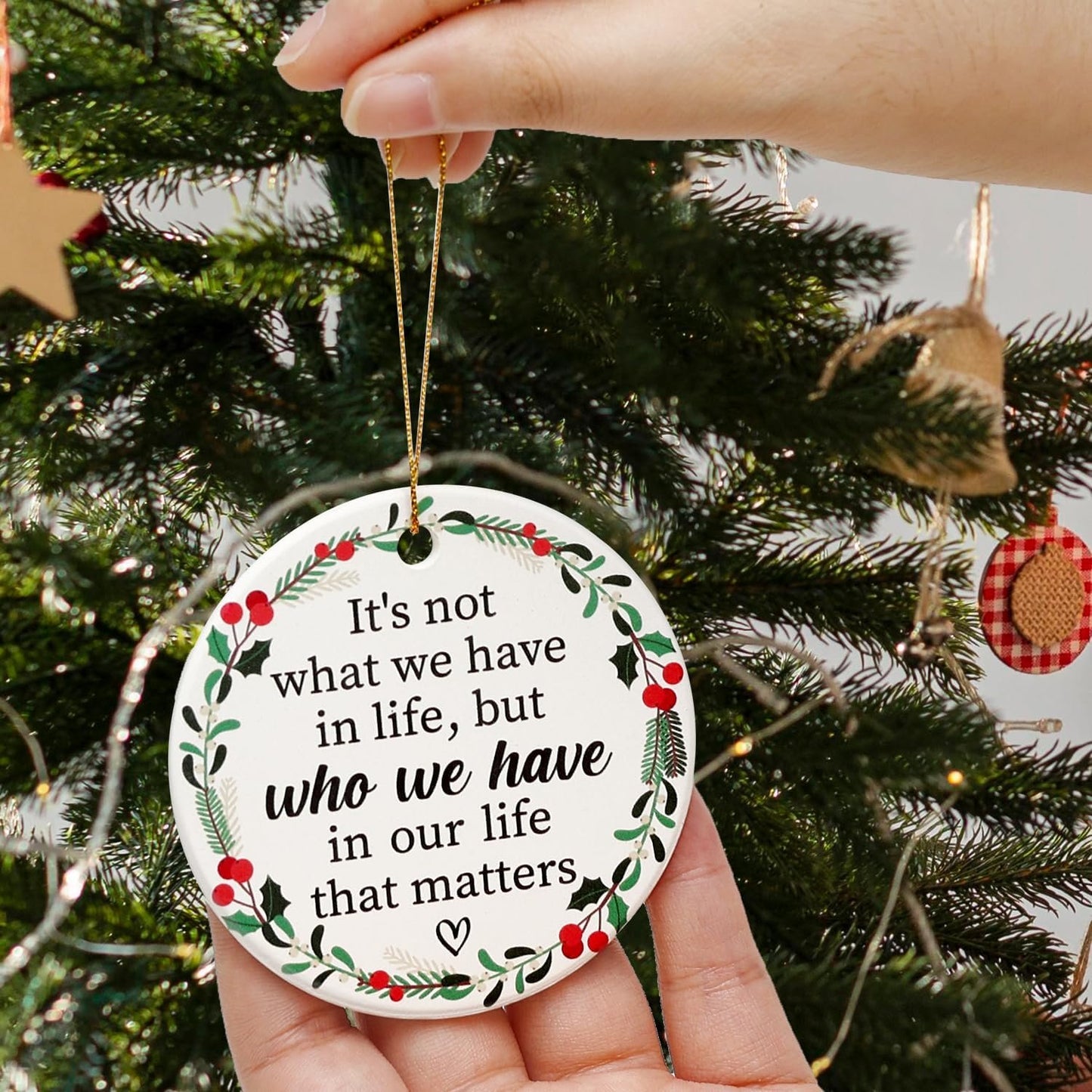 Christmas Ornaments for Friends, BFF, Women, Men, Cute Mini Ceramic Tree Decor 2025, Small Bestie Holiday Gift Idea