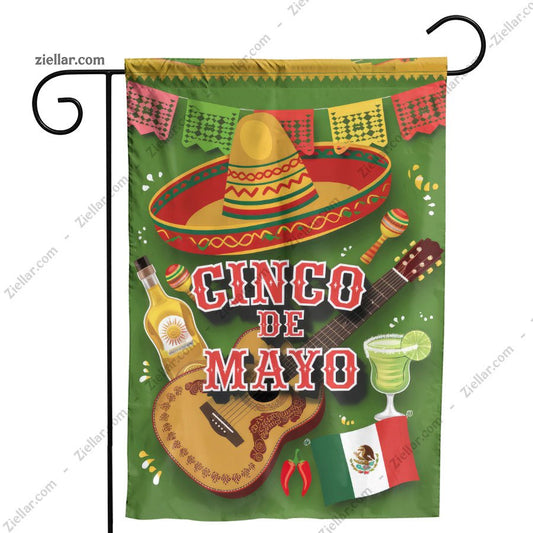 Cinco de Mayo Celebration with Sombrero Tequila and Guitar for Fiesta Decor