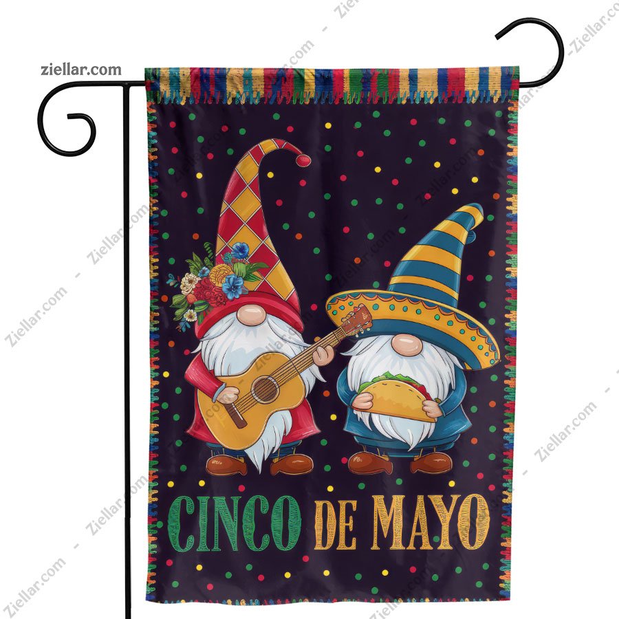Cinco de Mayo Party Flag 12x18 Adorable Gnome with Sombrero Fiesta Yard Decor