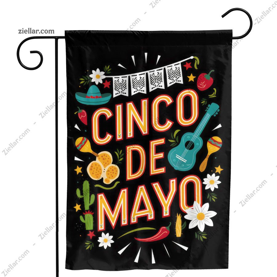 Cinco de Mayo Celebration with Guitar Maracas and Sombrero Festive Party Decor