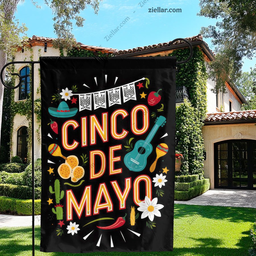 Cinco de Mayo Celebration with Guitar Maracas and Sombrero Festive Party Decor
