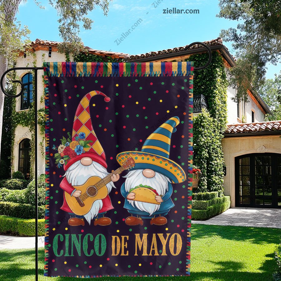 Cinco de Mayo Party Flag 12x18 Adorable Gnome with Sombrero Fiesta Yard Decor