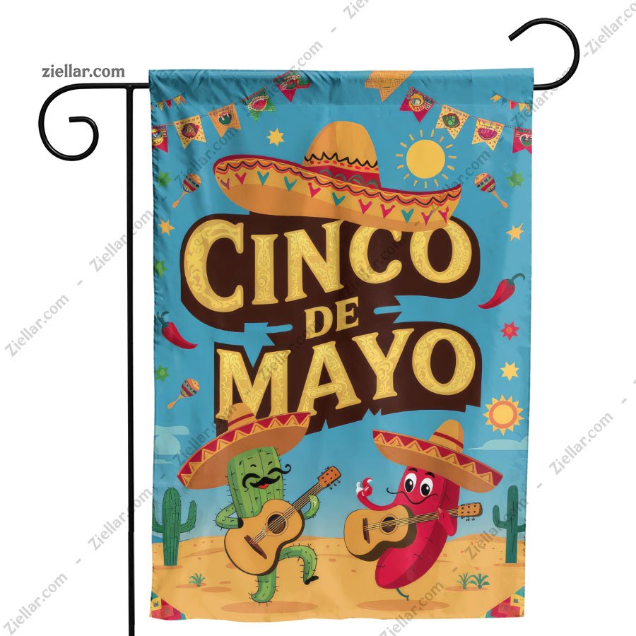 Cinco de Mayo Mexican Fiesta Animated Cactus and Chili Pepper Decorations