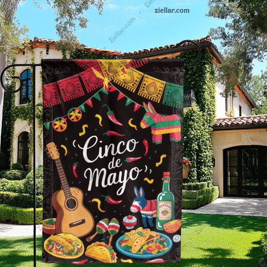 Cinco de Mayo Cactus Food Yard Flag 12x18 Colorful Mexican Party Outdoor Banner